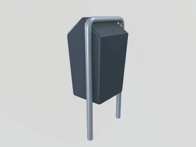 Public Trash Can Low-poly 3D model