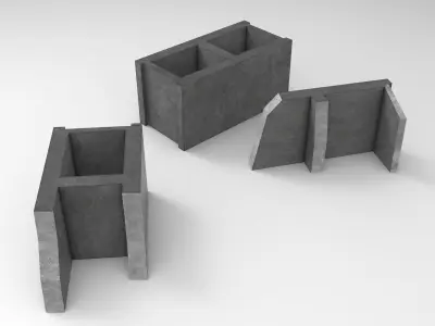 Cinder Block Pack Low-poly 3D model