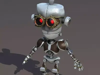 Cartoon Robot Riged Low-poly 3D model