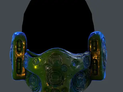 Gas mask helmet scifi Low-poly character art game space Low-poly 3D model 5