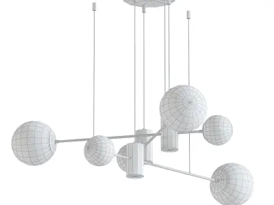 THE251 gold chandelier with balls hanging from it 3D model