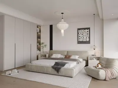 Modern Neutral Master Bedroom 3D model
