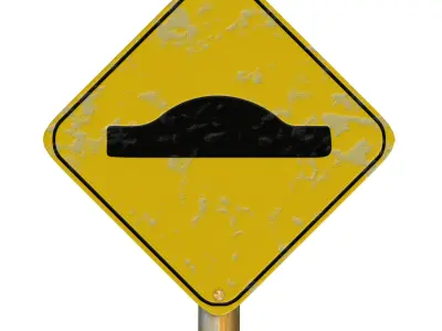 Speed Bumps in Road Traffic Sign 3D model