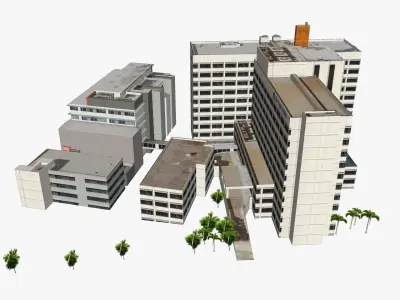 Southport District Hospital Low-poly 3D model