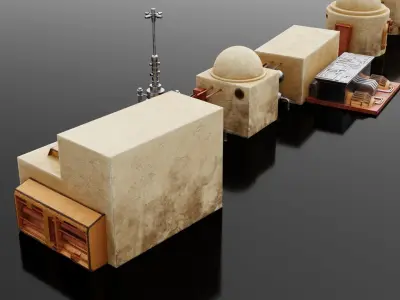 star wars  tatooine buildings Low-poly 3D model