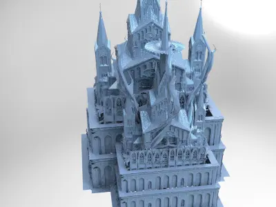 Steampunk pendulum towers city exterior 3D model