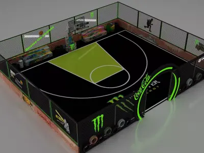 Basketball Court Low Streetball 3D model
