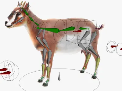  Dairy Goat Fur Rigged for Blender 