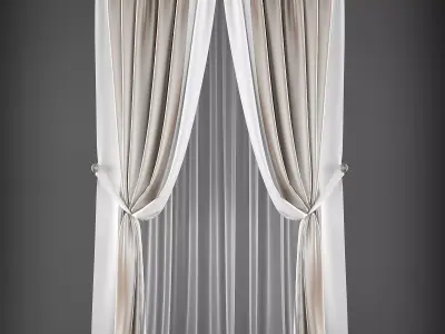 Curtain with curtains Low-poly 3D model