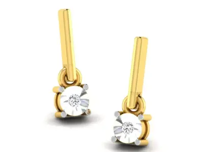 Gold Diamond Women Earring 3D print Model 3D print model 8