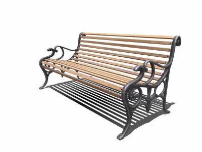 Old Park Bench Low-Poly PBR Low-poly 3D model
