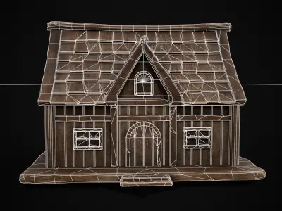 Wooden Toy House Low-poly 3D model