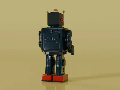 Tin Robot Toy Low-poly 3D model
