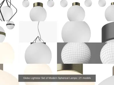 Globo Lightstar Collection of 21 Modern Spherical Lamps Items 3D Model Pack
