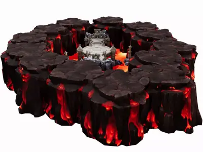 Stylized Lava Canyon Arena - Game-Ready Volcanic Map 3D model