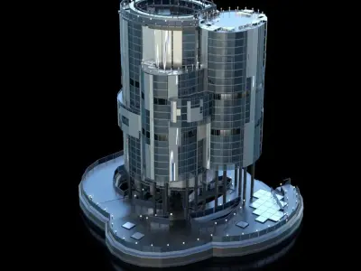 Futuristic Future Modern City Building Skyscraper 14 3D model