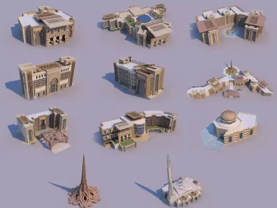 11 Modern Islamic Buildings - Bundle 3D Model Pack