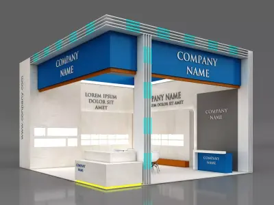 Booth Exhibition Stand Stall 7x8m Height 500 cm 2 Side Open 3D model