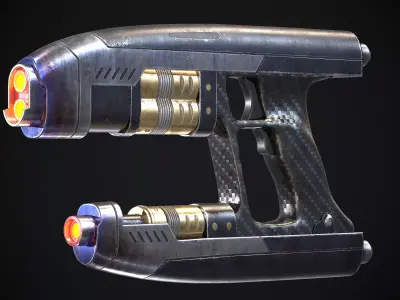 Star-Lord Gun Game-Ready Low-Poly PBR and High-Poly Low-poly 3D model