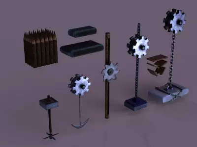 Pixel-Style Dungeon Trap Pack 3D model