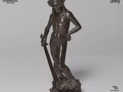 David Donatello Sculpture VR AR Mobile-ready Game-ready Low-poly 3D model