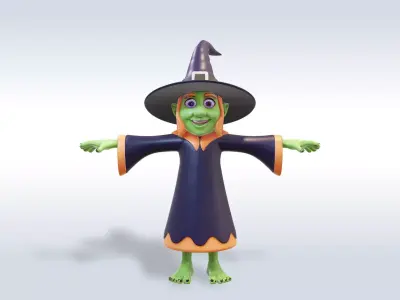 Adorable Witch Halloween Character 3D model
