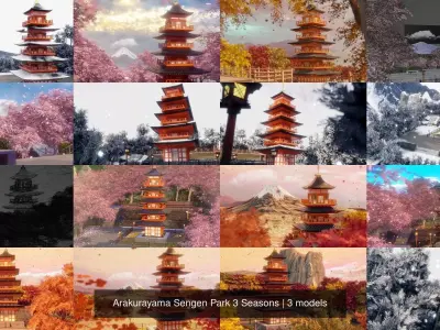 Arakurayama Sengen Park 3 Seasons 3D Model Pack