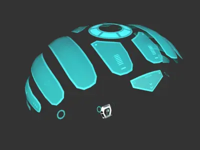 Scifi Parachute A01 Projection  - Character Accessories Design Low-poly 3D model