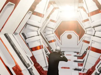 well made scifi corridor  Low-poly 3D model