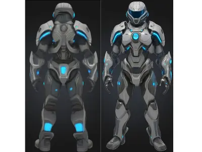 Futuristic Combat Robot Soldier Sci Fi Low-poly 3D model