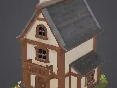 Cabana medieval Low-poly 3D model