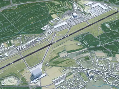 Luxembourg Airport 10km Low-poly 3D model