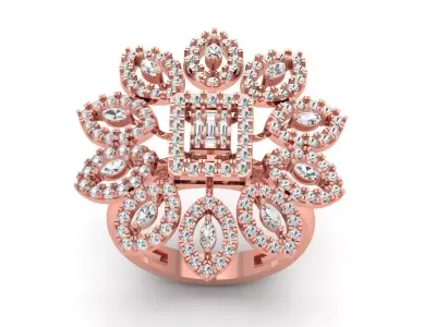Solitaire Wedding Engagement Women Rings Flower Ring 3D print model