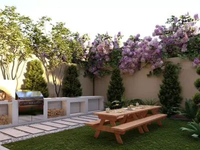 3D Exterior Scene 3D model design garden and landscape 3D model 7