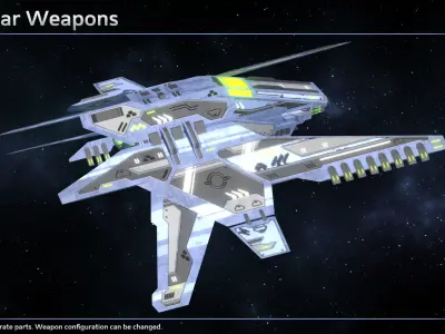 Spaceship Enkar Republic Gunboat Kantaar Low-poly 3D model