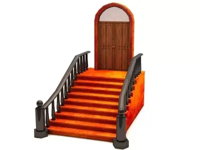 Fancy Historical Building Entrance Low Poly Game Model Low-poly 3D model