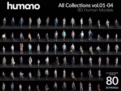 Humano 80 - Library - POSED PEOPLE LIBRARY - 80x 3D models  3D model