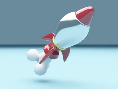 Cartoon rocket 3D model Textured