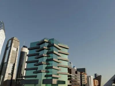 Pack of 21 skyscrapers to create a city Low-poly 3D model
