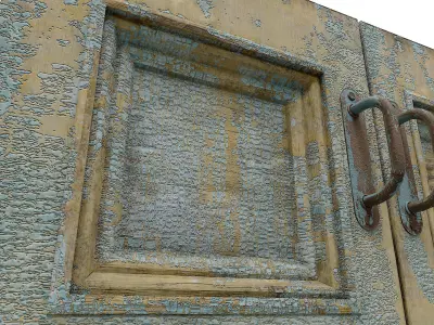 Old wooden door   Low-poly 3D model