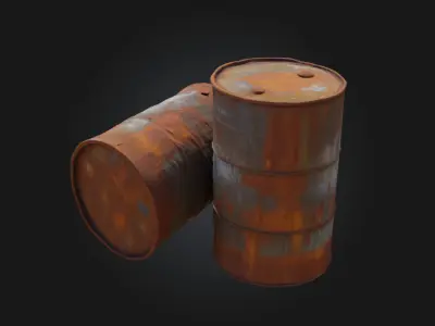 Rusty Barrels  Post Apocalyptic Props Pack 3D model