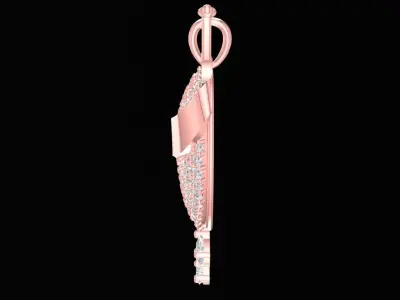 Elegant Diamond Ribbon Heart Pendant for Women  2415 3D print model