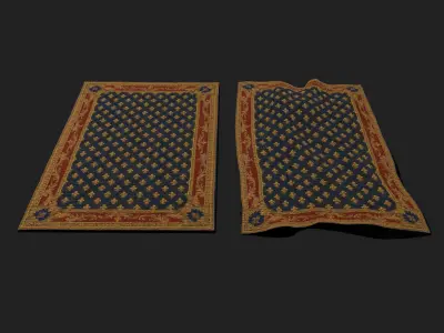 Blue Fleur Tapestry Low-poly 3D model
