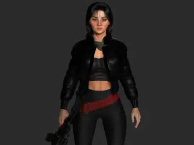 AAA 3D REALISTIC CHARACTER - BEAUTIFUL WOMAN GUN SHOOTER Low-poly 3D model