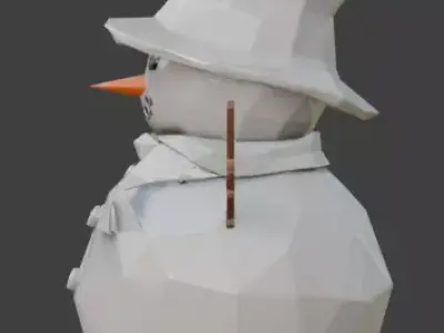 Low Poly Stylized Snowman 3D Model Low-poly 3D model