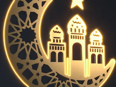 Islamic Ramadan Decoration V-Ray Brass material 3D model 3D model