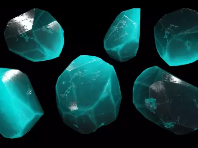 crystal turquoise stone Low-poly 3D model