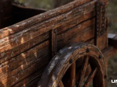 Old Wooden Wagon Low-poly 3D model