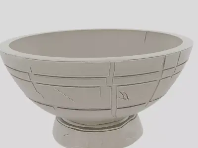 Ancient Fantasy Stone Sacrificial Bowl for 3D print Low-poly 3D model