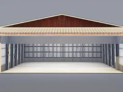 Airplane Hangar 3D Model Low-poly 3D model